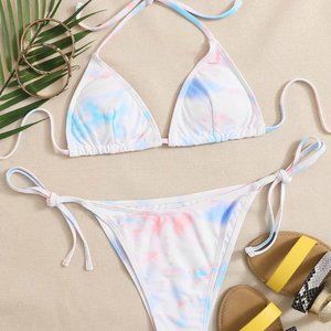 SHEIN Tie Dye Triangle String Bikini
